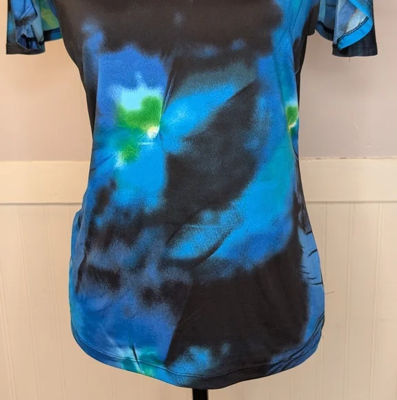 Y2K Tie Dye Cowl Neck Top | Fairy Grunge Flutter Sleeve | Size Small - Picture 4 of 14